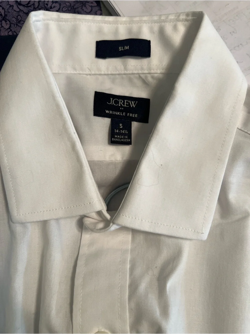 J Crew White Wrinkle Free Long Sleeve Slim Dress Shirt NWT S 14-14.5 #2623